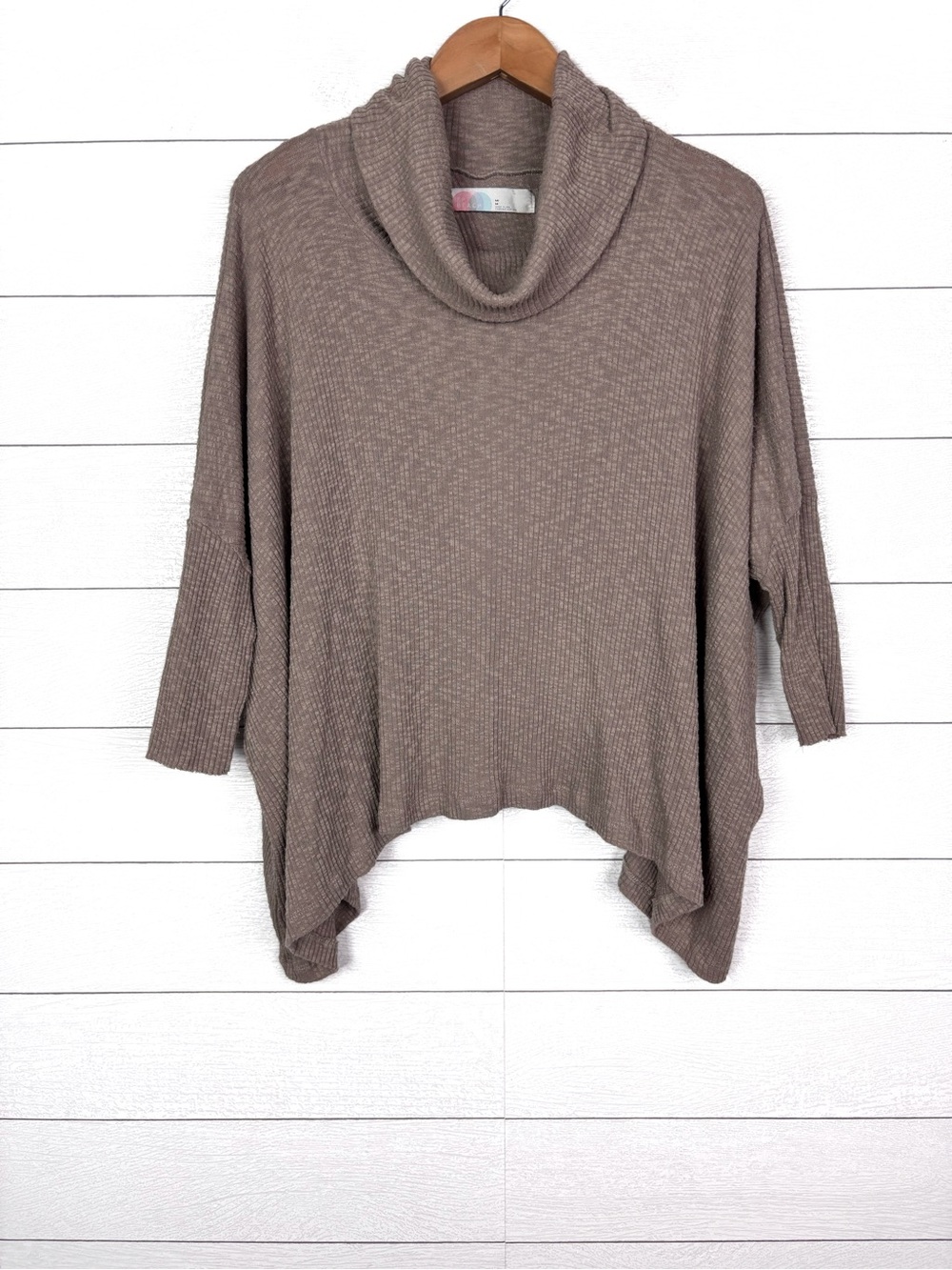 Free People FP Beach Oversized World Traveler Top Cowl Taupe Medium